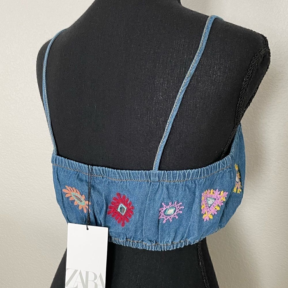 NWT Zara Embroidered Crop Top - Picture 10 of 11